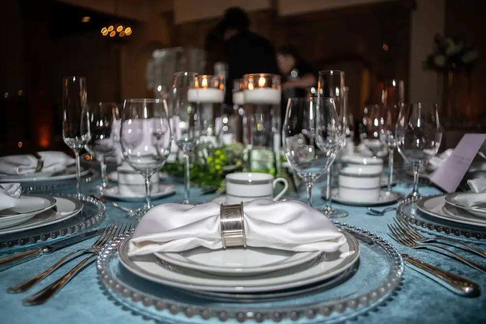 blue table setting