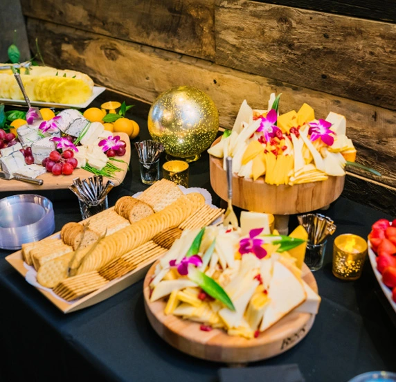 Elegant cheese and fruit spread at event